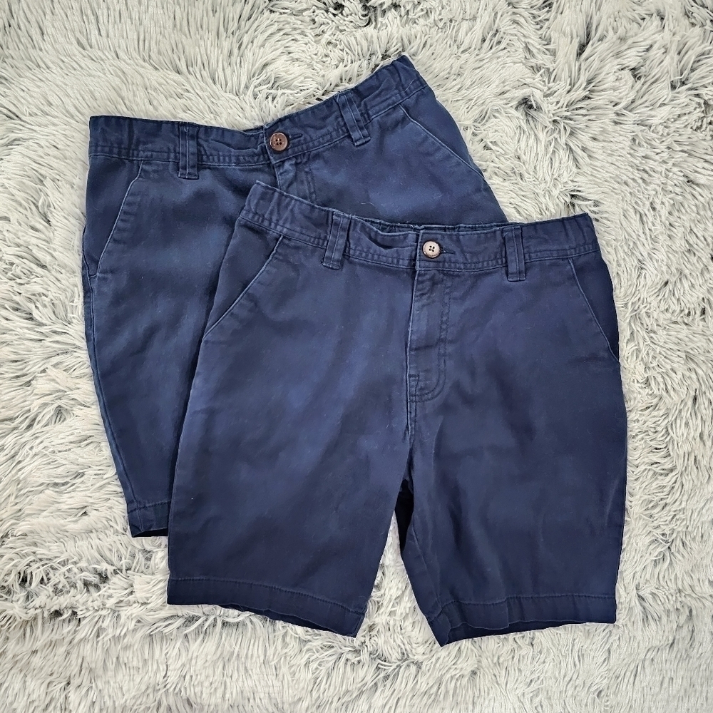 2 pair Wonder Nation Navy Chino Shorts boy’s size 10 HUSKY